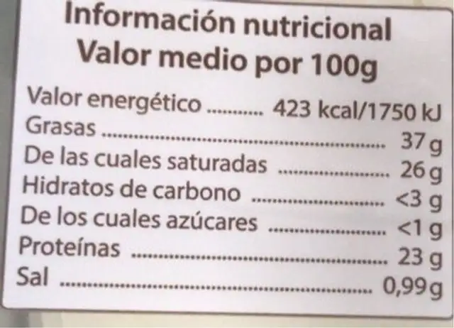Queso de cabra nutrition facts table