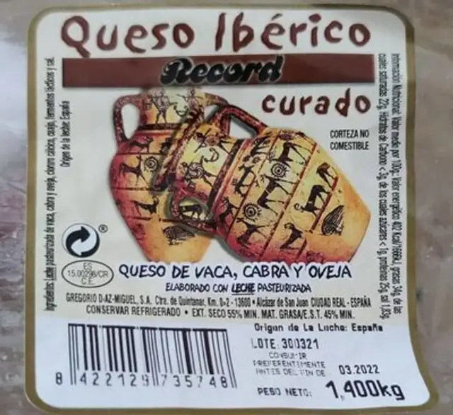 Queso Ibérico. Queso de vaca, cabra y oveja