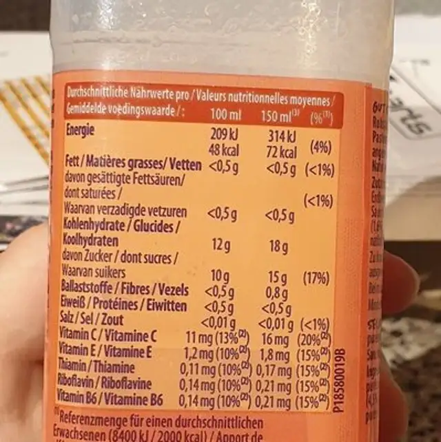 Naked red machine nutrition facts table