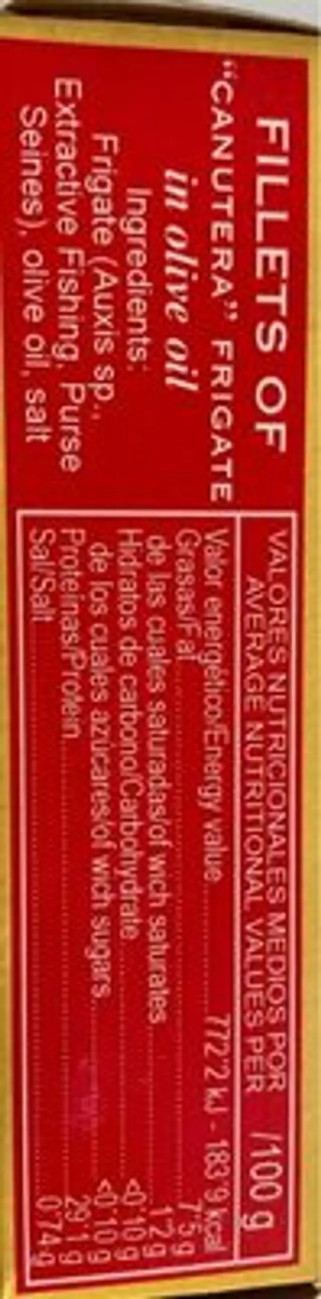 Filetes de melva canutera en aceite de oliva nutrition facts table