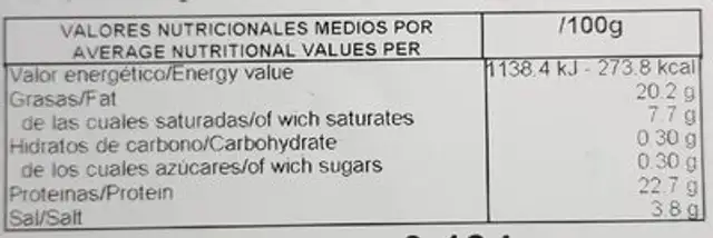 Banderillas de atun y queso nutrition facts table