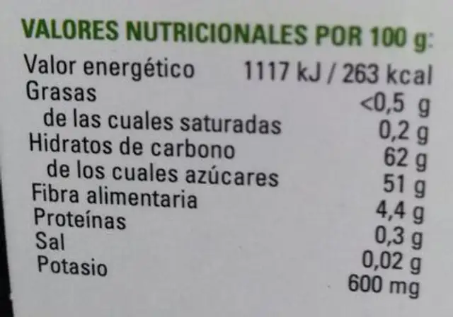 Membrillo artesano envase 150 g nutrition facts table