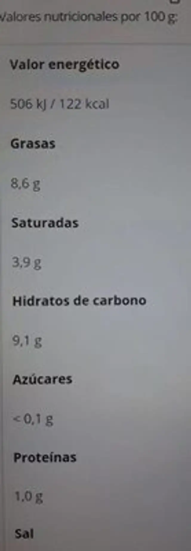 Puré de patata 100% natural envase 205 g nutrition facts table
