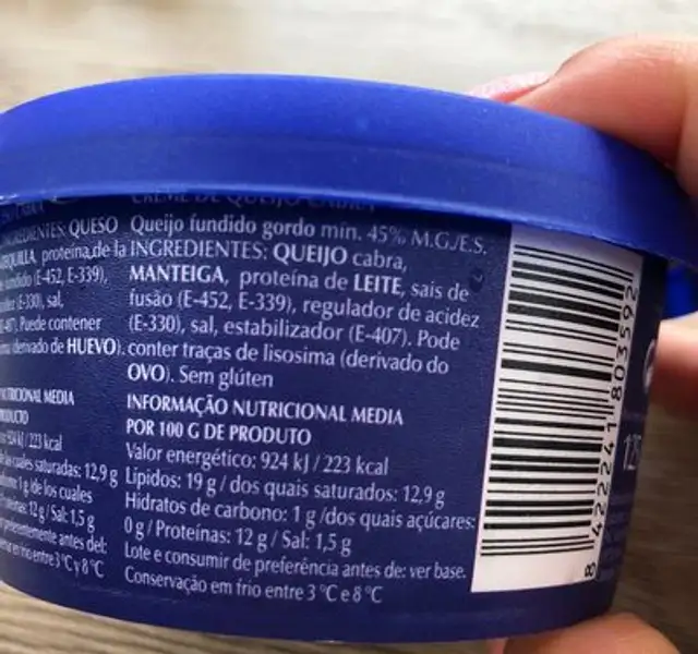 Crema de Quesa Cabra ingredients label