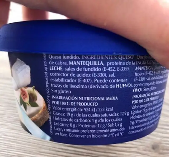 Crema de Quesa Cabra nutrition facts table