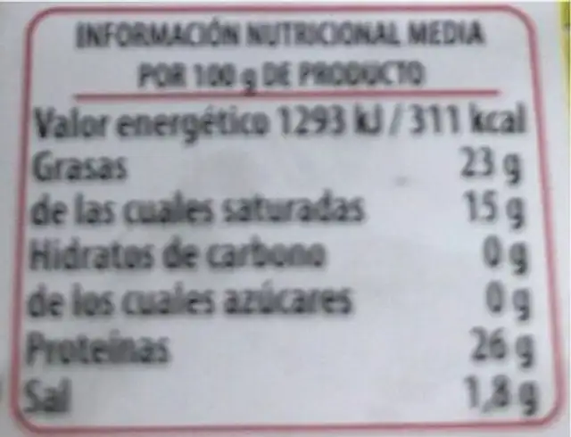 queso fresco loncheadas nutrition facts table