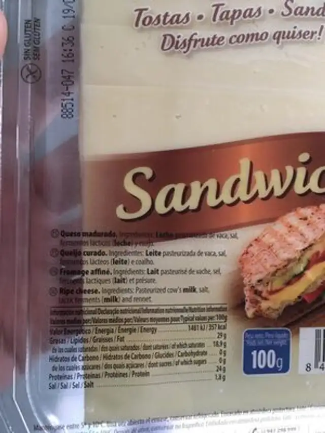 La Bocateria Queso, Sandwich ingredients label