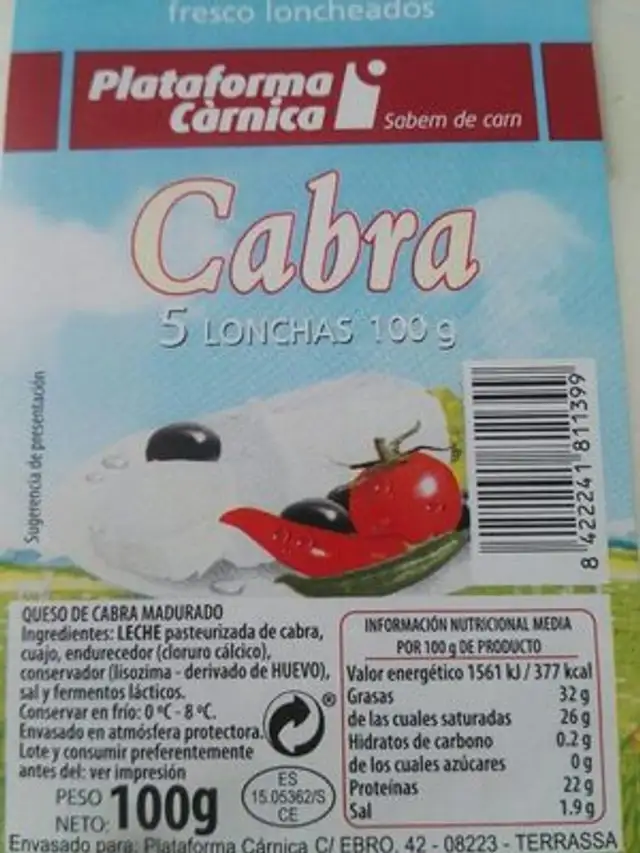 Queso cabra lonchas
