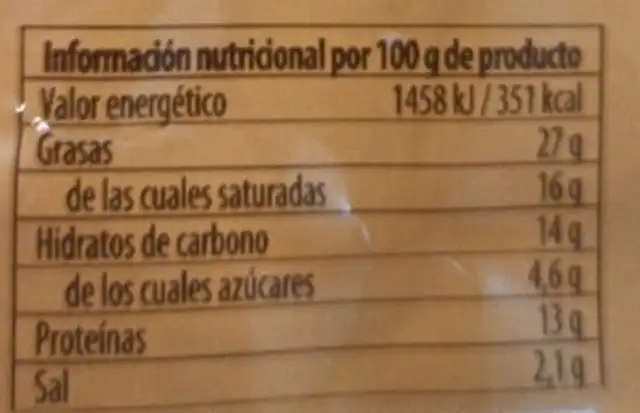 Lonchas burguer nutrition facts table