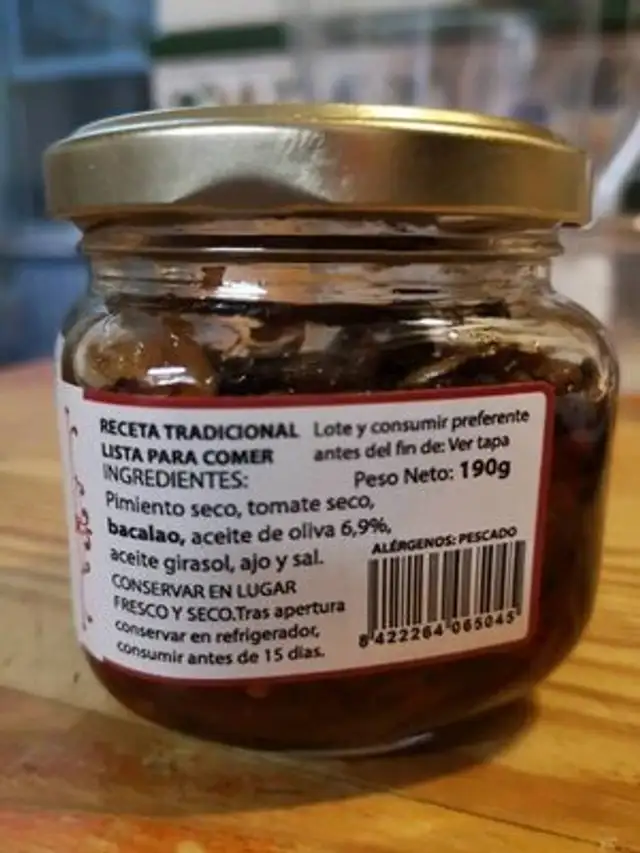 Pericana ingredients label