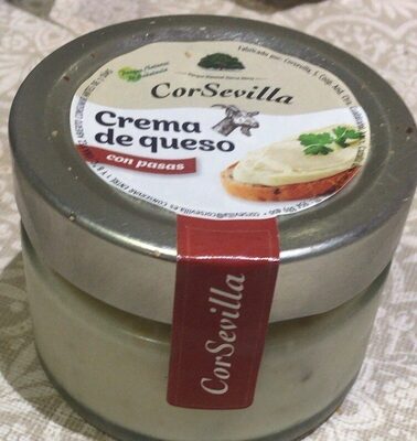 Crema de queso con pasas front packaging