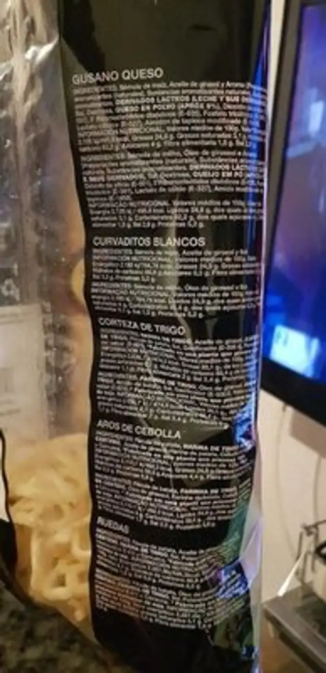 Aperitivos nutrition facts table