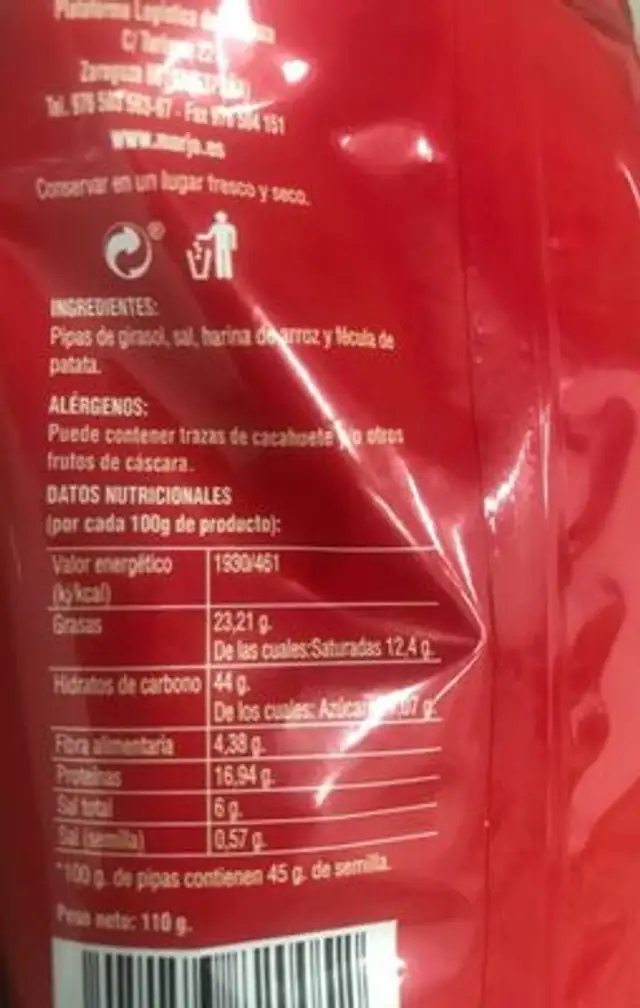 Pipas Magnum nutrition facts table