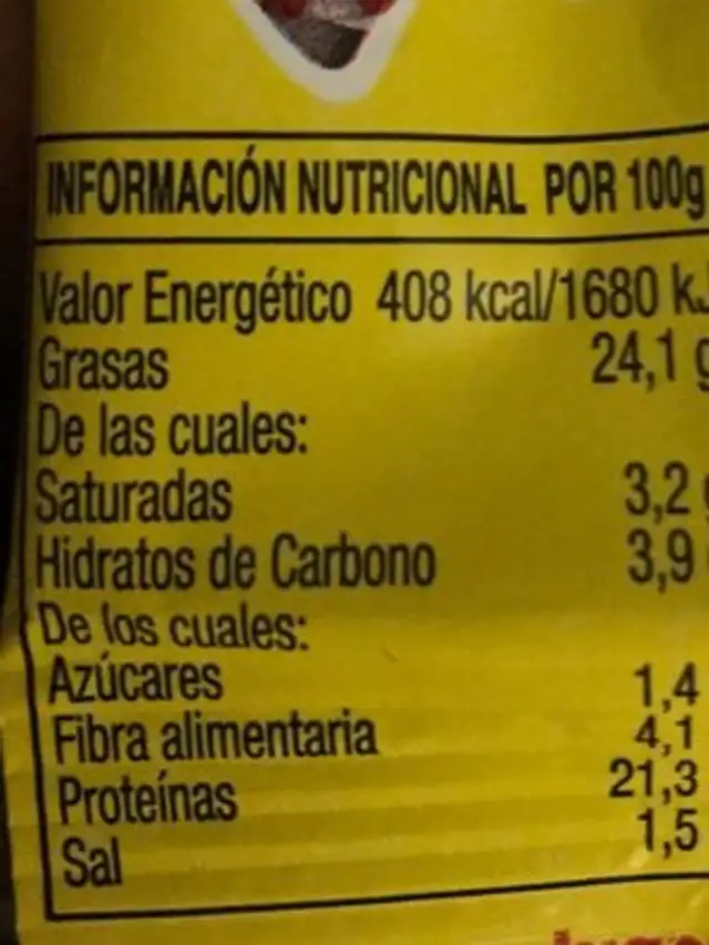 Pipas aguasal nutrition facts table