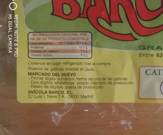 Huevos frescos nutrition facts table