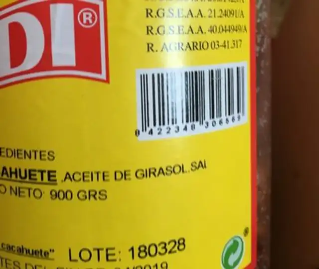 Cacahuete fries ingredients label