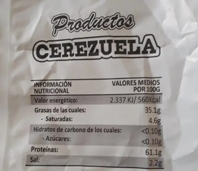 Cortezas de cerdo fritas nutrition facts table