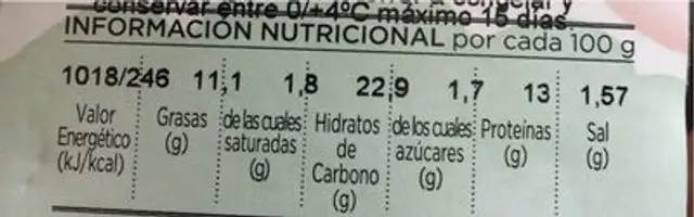 Sandwich atun y encurtidos nutrition facts table
