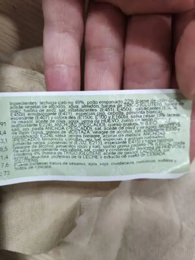 Unknown ingredients label