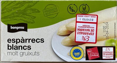 Espàrrecs blancs molt gruixuts front packaging