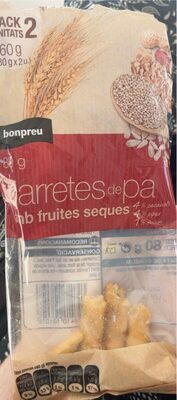 Barretes de pa amb fruites seques