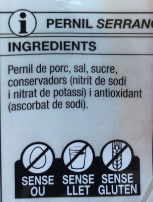 Pernil serrano ingredients label