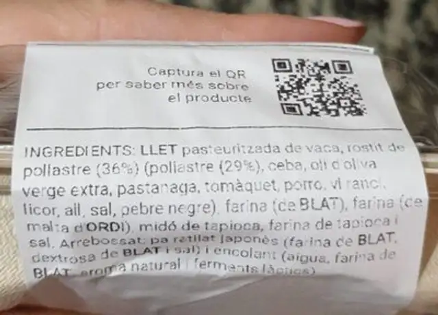 Los croquetas nutrition facts table