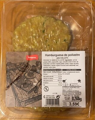 Hamburguesa de pollastre amb calçots