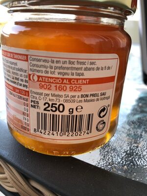 Mel de flor de taronger ingredients label