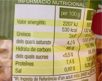 PATATES  PALLA nutrition facts table