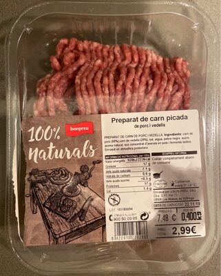 Preparat de carn picada de porc i vedella