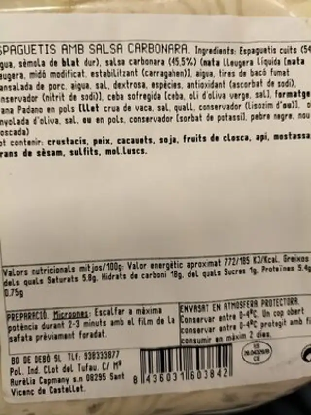 Unknown ingredients label