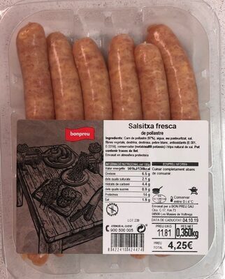 Salsitxa fresca de pollastre front packaging