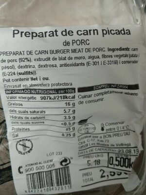 Carne picada de cerdo