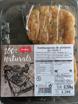Hamburguesa de pollo con espárragos