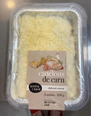 Canelons de carn front packaging