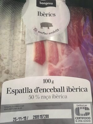 Jamon Iberico ingredients label