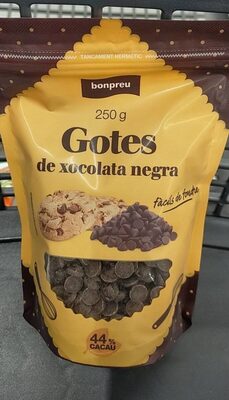 Gotes de xocolata negra front packaging