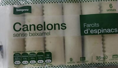Canelons sense beixamel farcits d'espinacs
