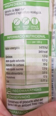 Espaguetis eco nutrition facts table