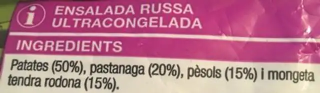 Salade russe 750g ingredients label