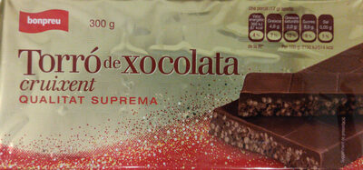 Torró de xocolata cruixent front packaging
