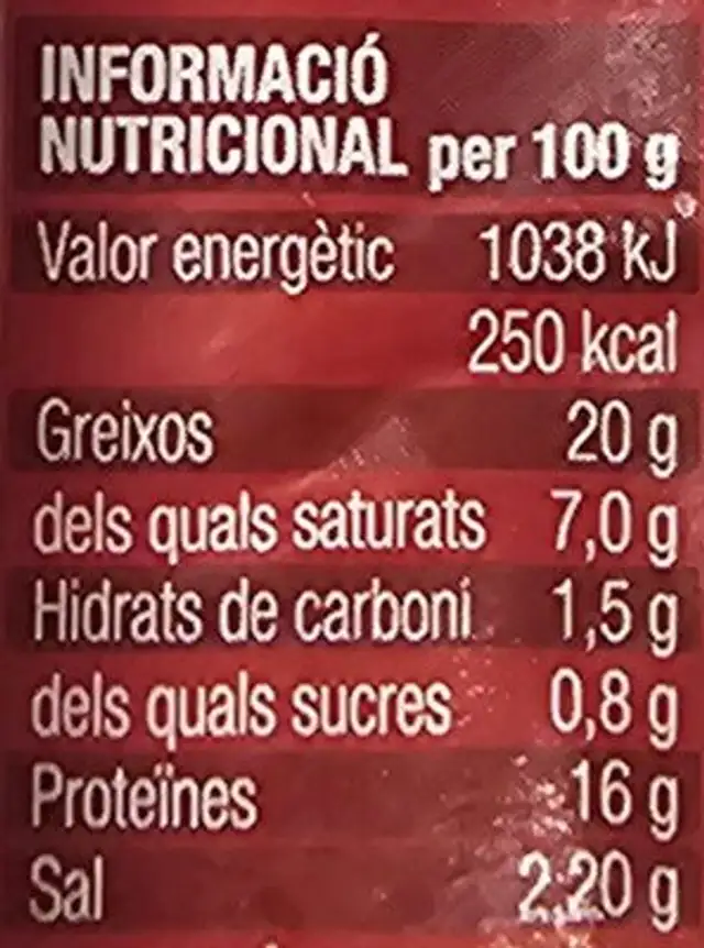 Bacon ahumado cocido nutrition facts table