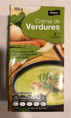 Crema de verduras front packaging
