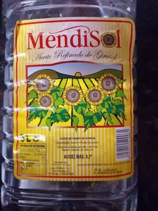 Aceite refinado de girasol ingredients label