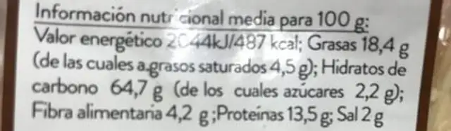 Sirati al Sésamo nutrition facts table