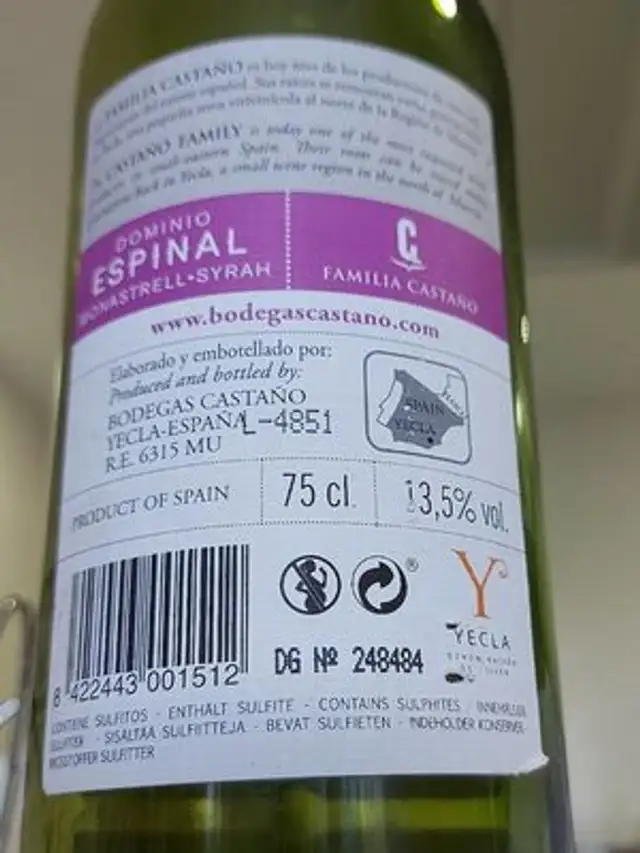 Vino tinto nutrition facts table