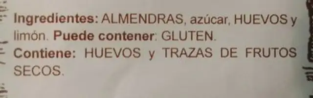 Almendrados ingredients label
