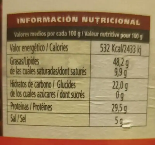 Beurre de cacahuète nutrition facts table