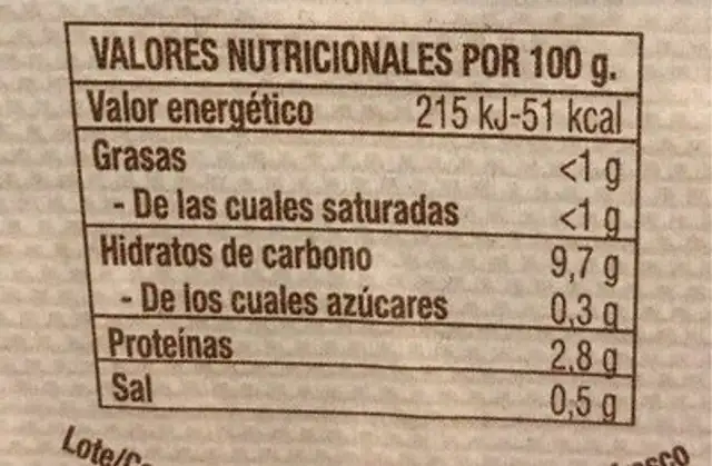 Sopa de cocido nutrition facts table